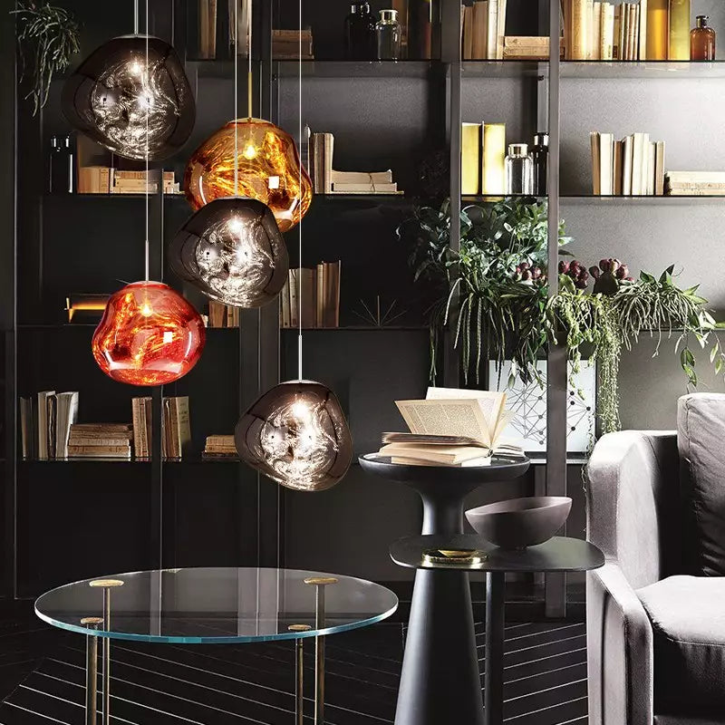 BowLift | Artistic Hanging Lamp of Melted Glass Modern and Elegant Lighting for Interior