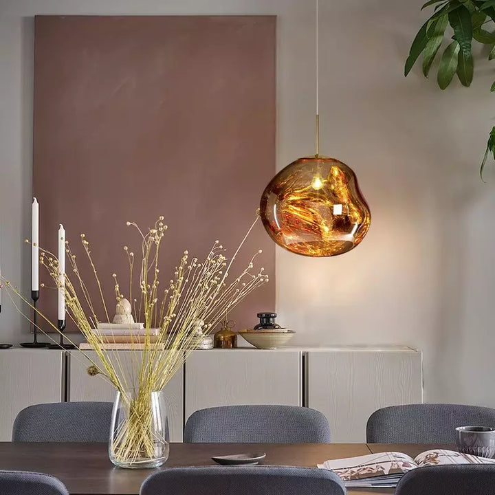 BowLift | Artistic Hanging Lamp of Melted Glass Modern and Elegant Lighting for Interior