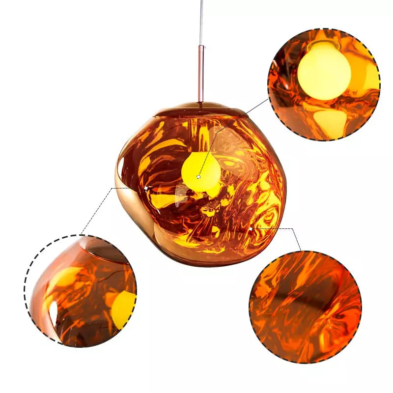BowLift | Artistic Hanging Lamp of Melted Glass Modern and Elegant Lighting for Interior