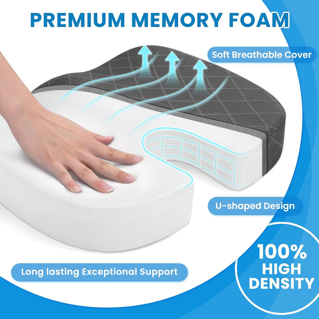 BowLift | Memory Foam Seat Cushion for Chair - Car and Office Chair Comfort
