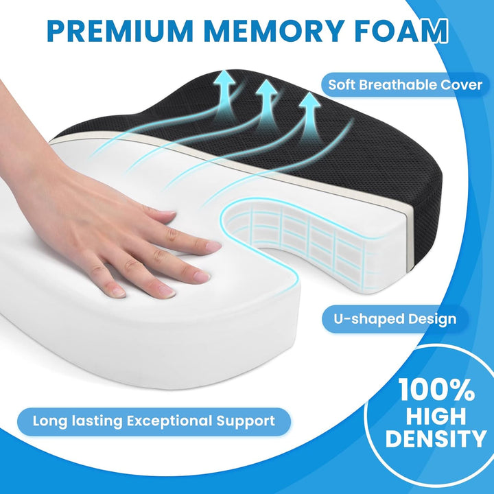 BowLift | Memory Foam Seat Cushion for Chair - Car and Office Chair Comfort