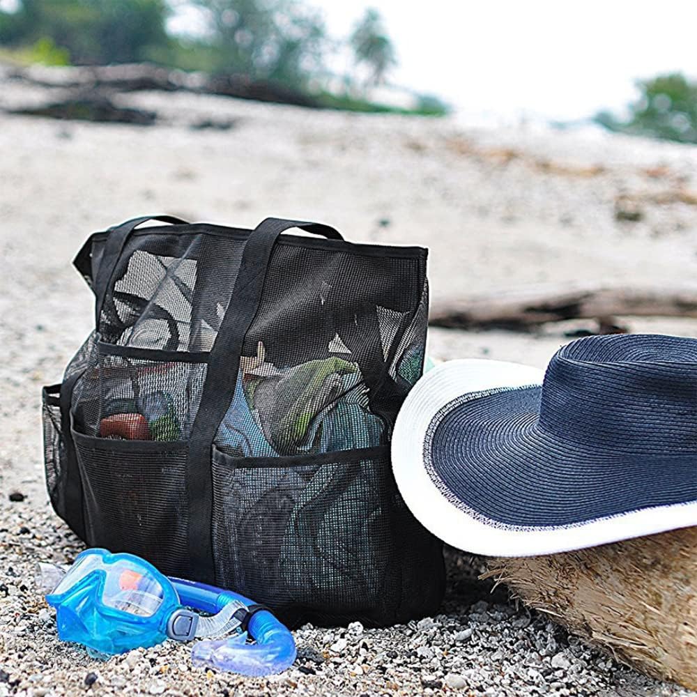 Foldable Mesh Beach Tote with 9 Pockets for Family Days | Bowlift