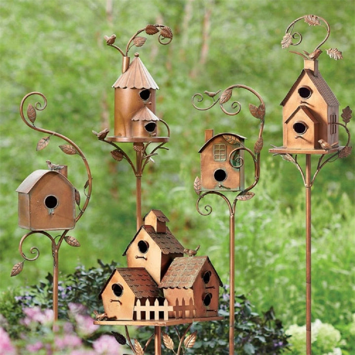 BowLift | Metal Art Birdhouse on Garden Stake