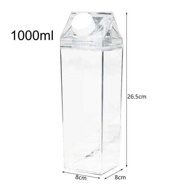 Milk Carton Water Bottle Plastic Square Transparent Drink Storage | Bowlift
