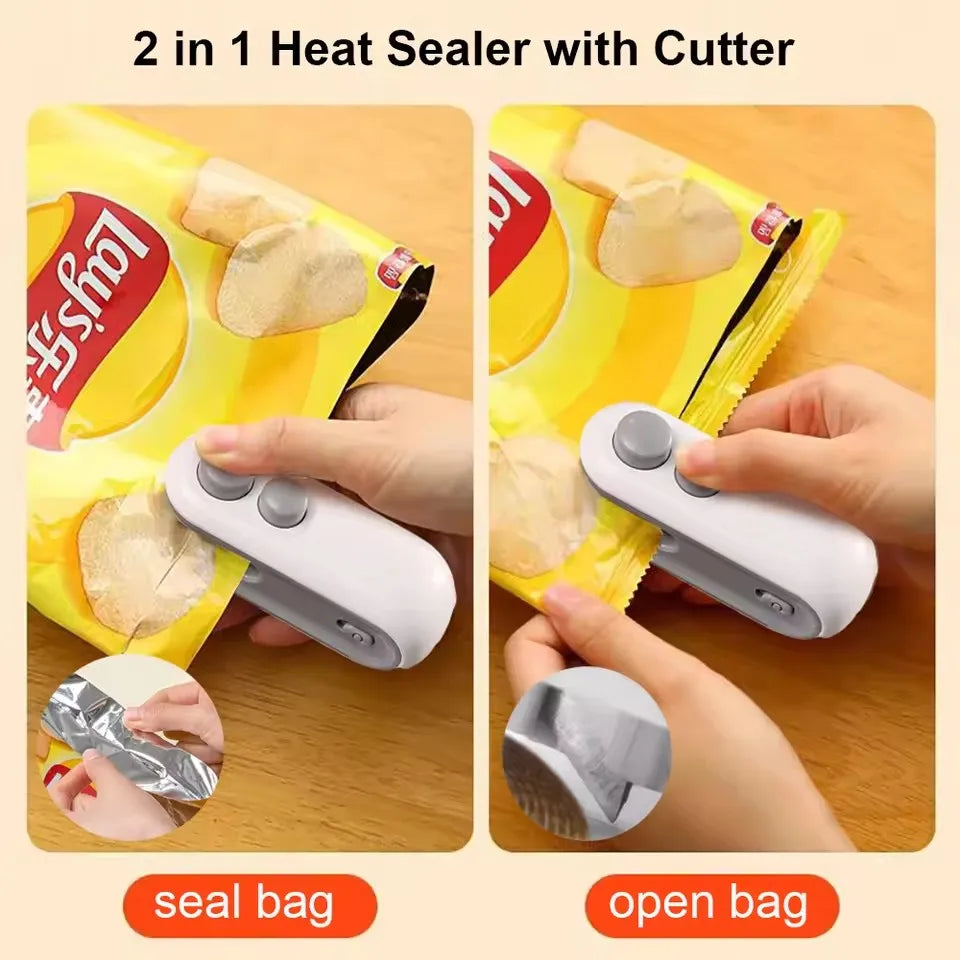 Mini Bag Sealer Rechargeable Heat Sealer with Cutter Portable Sealer | Bowlift