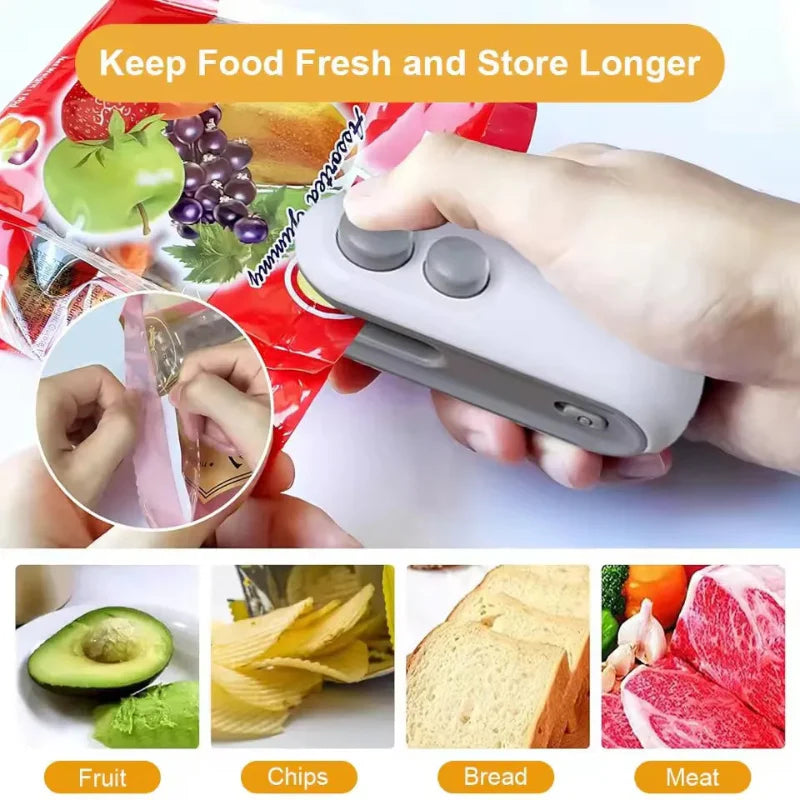 Mini Bag Sealer Rechargeable Heat Sealer with Cutter Portable Sealer | Bowlift