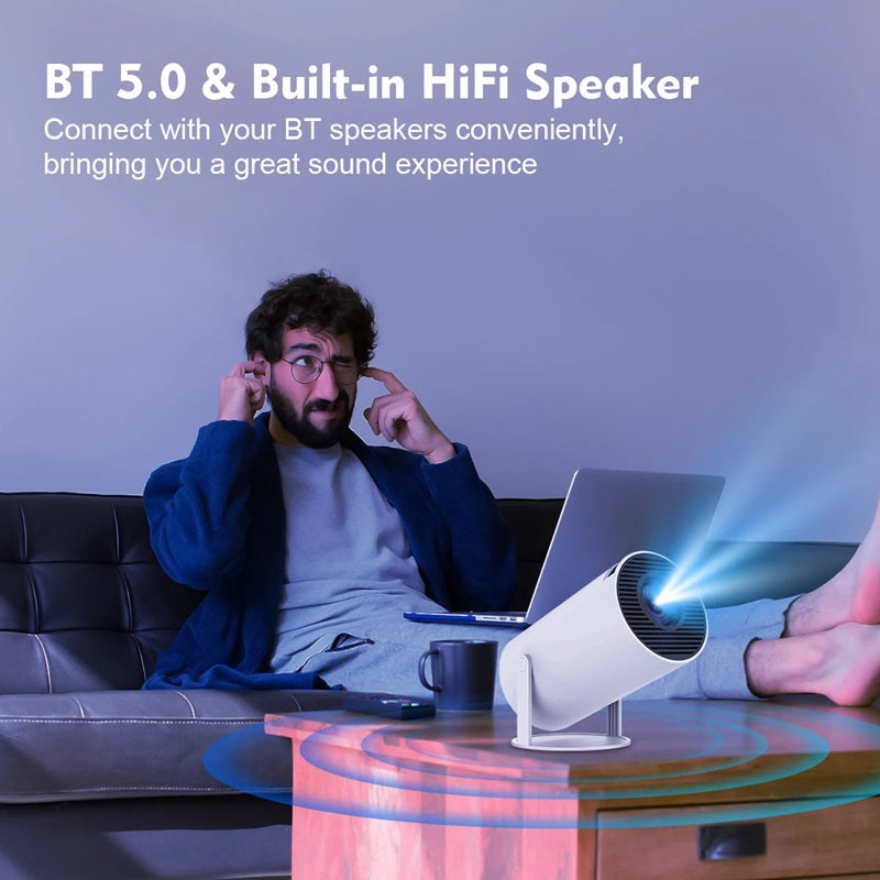 BowLift | Smart 4K Mini Projector with Dual WiFi and Bluetooth Connectivity