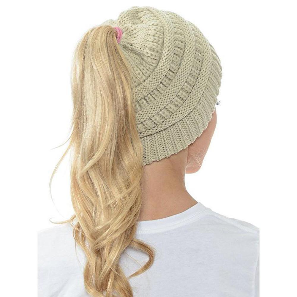 BowLift | Women’s Soft Knit Ponytail Beanie – Casual Winter Hat