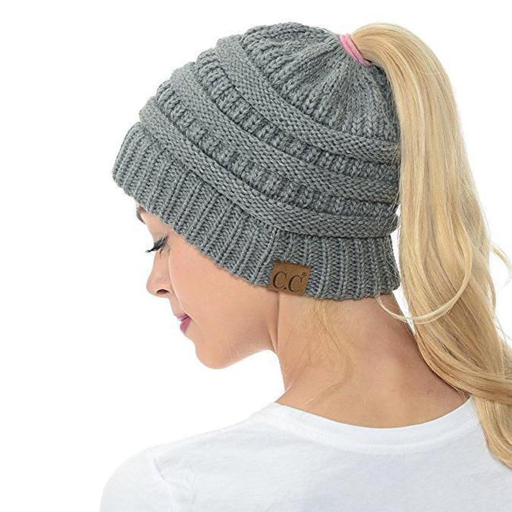 BowLift | Women’s Soft Knit Ponytail Beanie – Casual Winter Hat