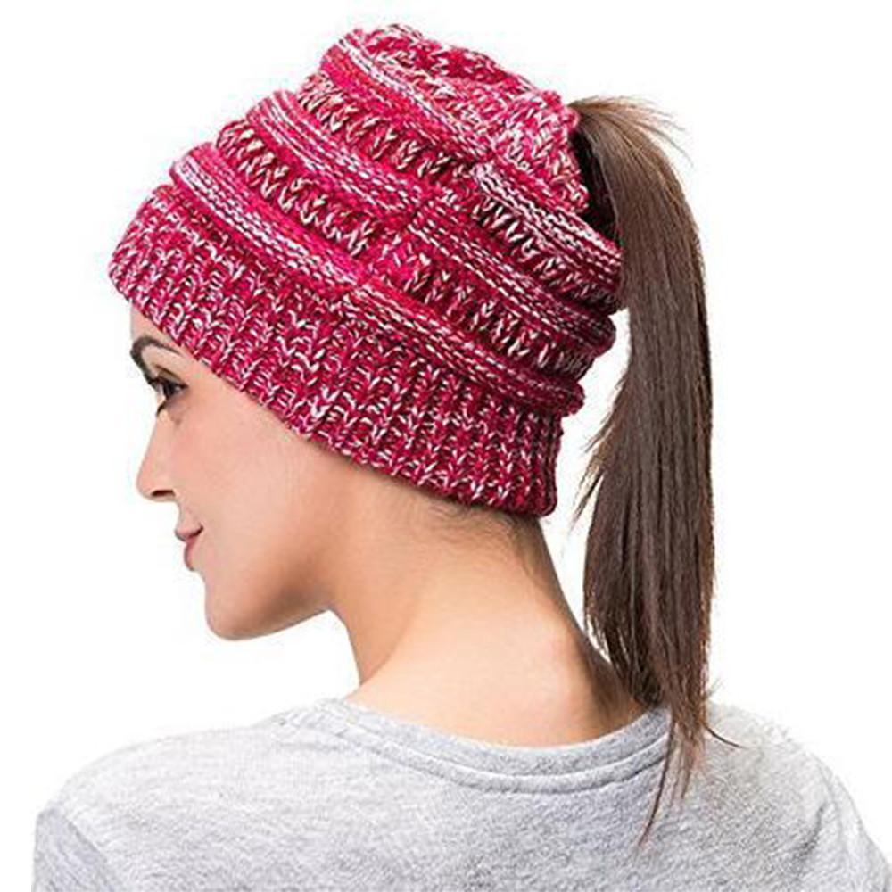 BowLift | Women’s Soft Knit Ponytail Beanie – Casual Winter Hat
