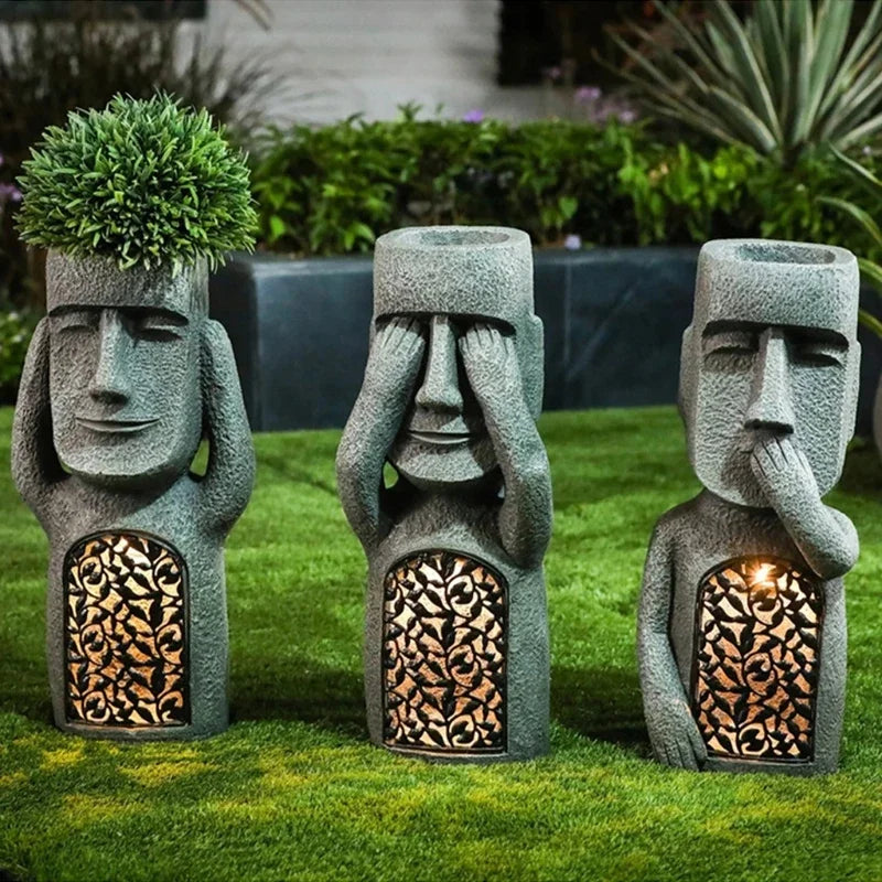 BowLift | MoaiGlow Easter Island Planter Statue with LED Light