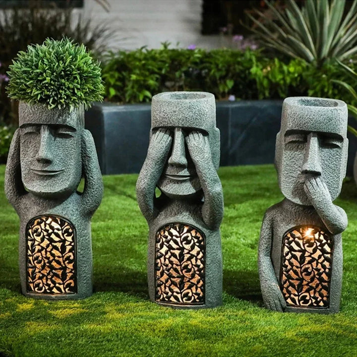 BowLift | MoaiGlow Easter Island Planter Statue with LED Light