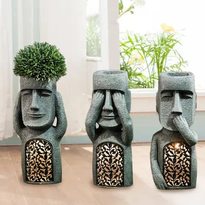 BowLift | MoaiGlow Easter Island Planter Statue with LED Light