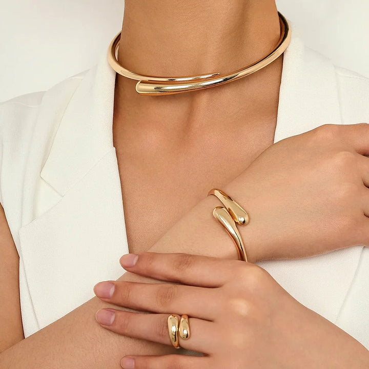 BowLift | Modern Wrap Choker Necklace, Bracelet, Ring Set