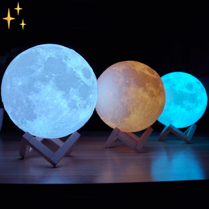 BowLift | LunarGlow - 16 Colors Moon Lamp with Remote Control and Wooden Stand for Sleep Comfort and Atmosphere