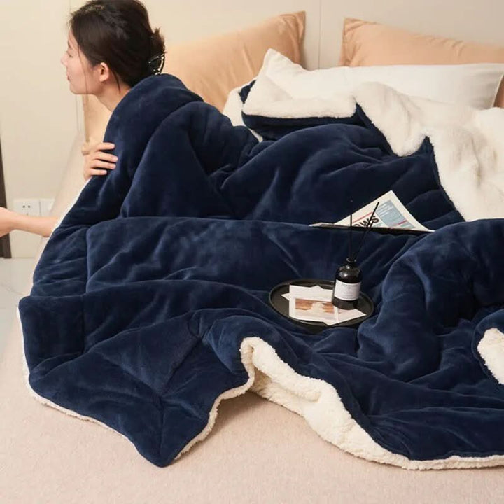 BowLift | Reversible Sherpa Fleece Blanket for Bed and Sofa