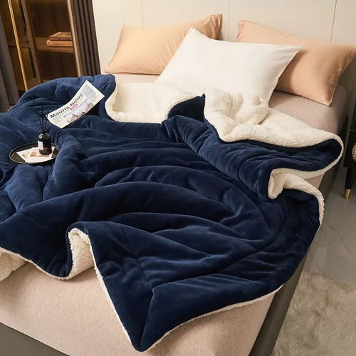 BowLift | Reversible Sherpa Fleece Blanket for Bed and Sofa