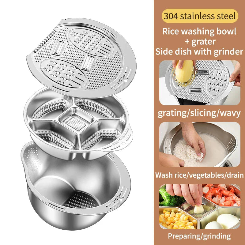 Multi-Function Stainless Steel Strainer Bowl and Draining Colander | Bowlift