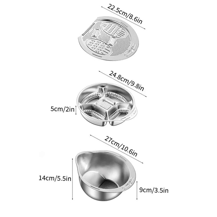 Multi-Function Stainless Steel Strainer Bowl and Draining Colander | Bowlift