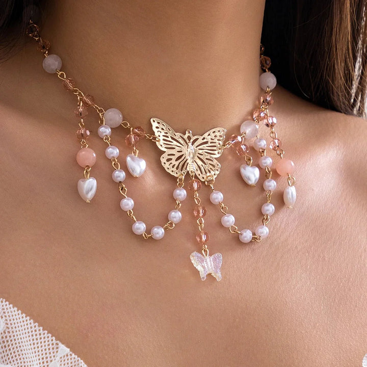 BowLift | Multi Layered Butterfly Heart Choker Necklace