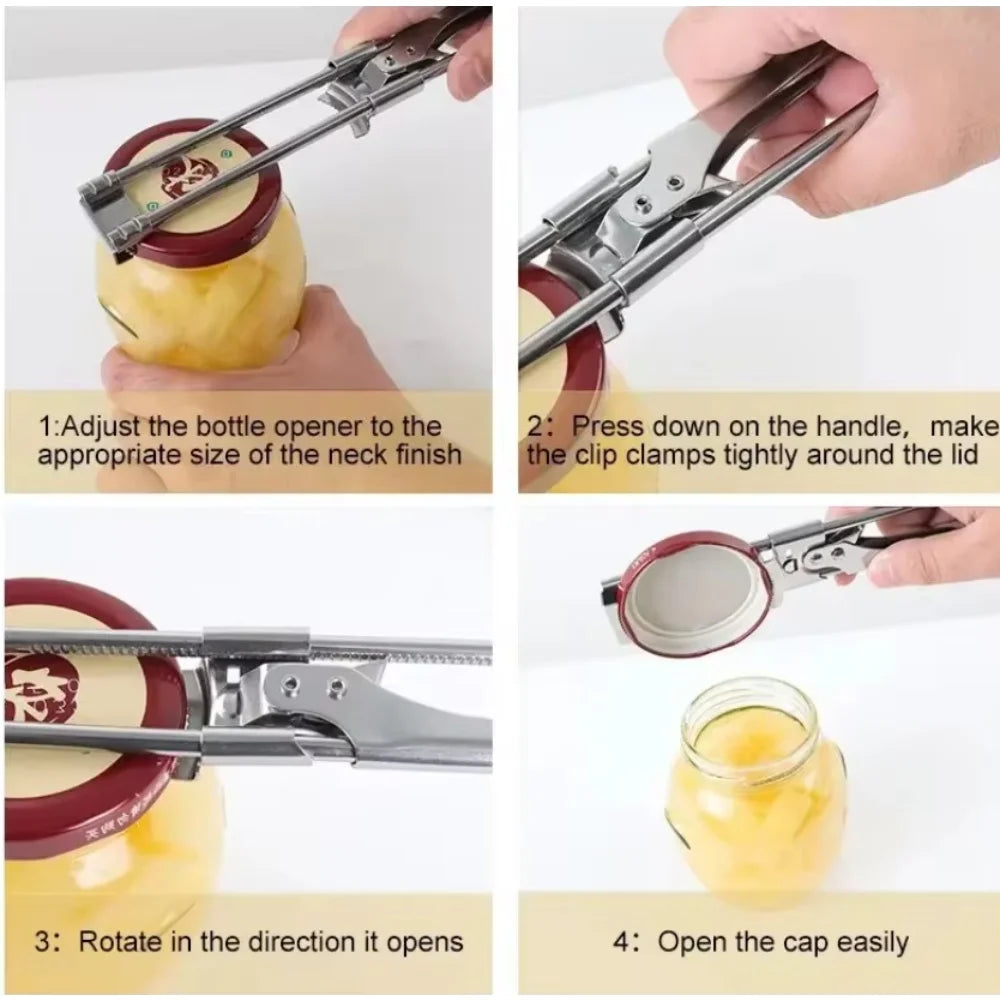 Multifunction Stainless Steel Jar Bottle Opener Manual Kitchen Tool | Bowlift