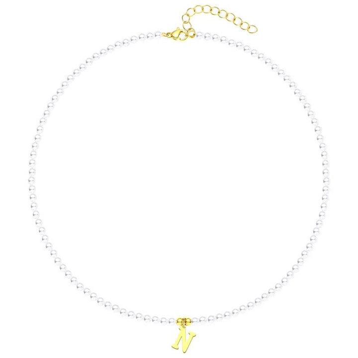 BowLift | Elegant Gold Accented Pearl Letter Initial Necklace