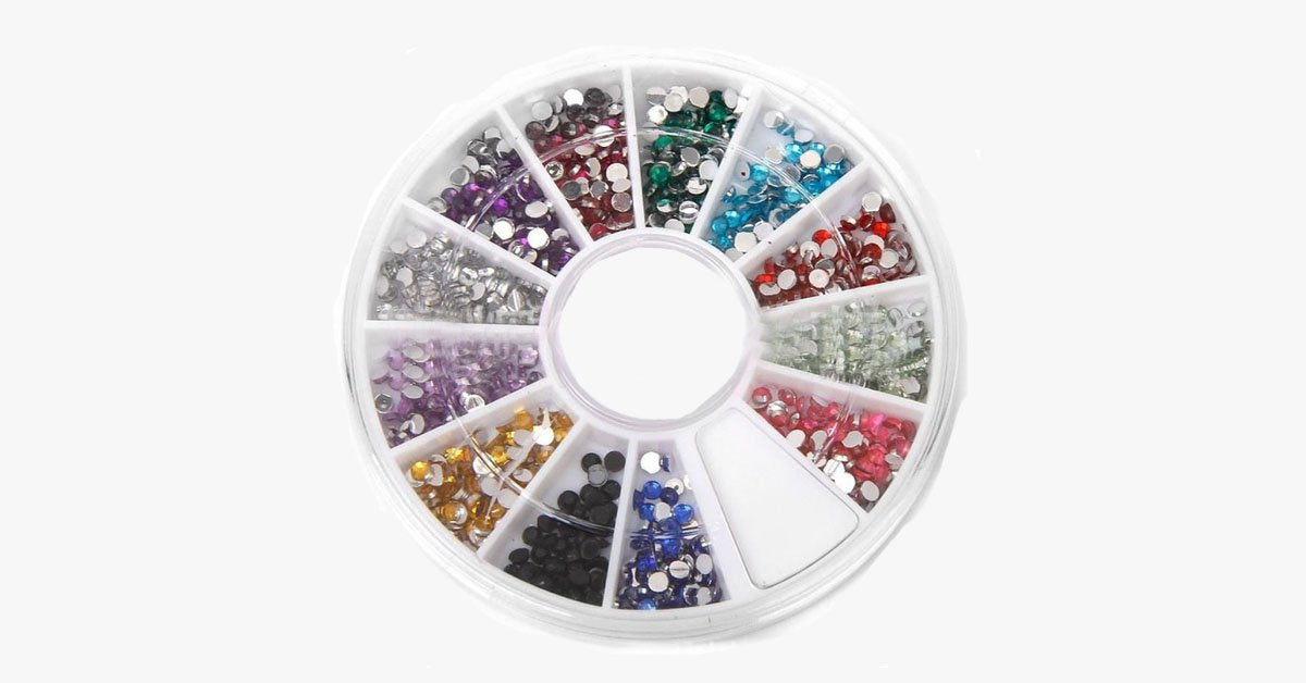 BowLift | 2400 pieces of rhinestones for nail art manicure in 12 color wheel