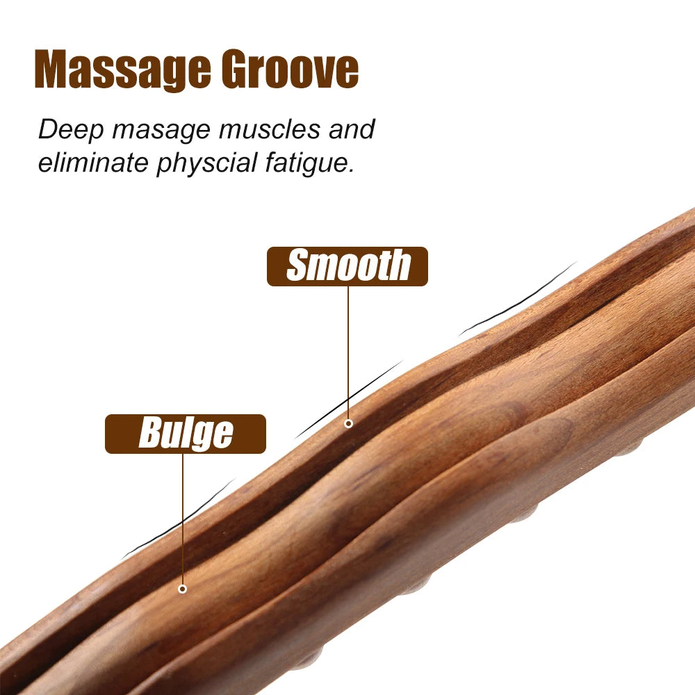 WoodRelax Gua Sha Massage Stick – 60 cm massage tool made of natural wood for deep muscle relaxation | Bowlift