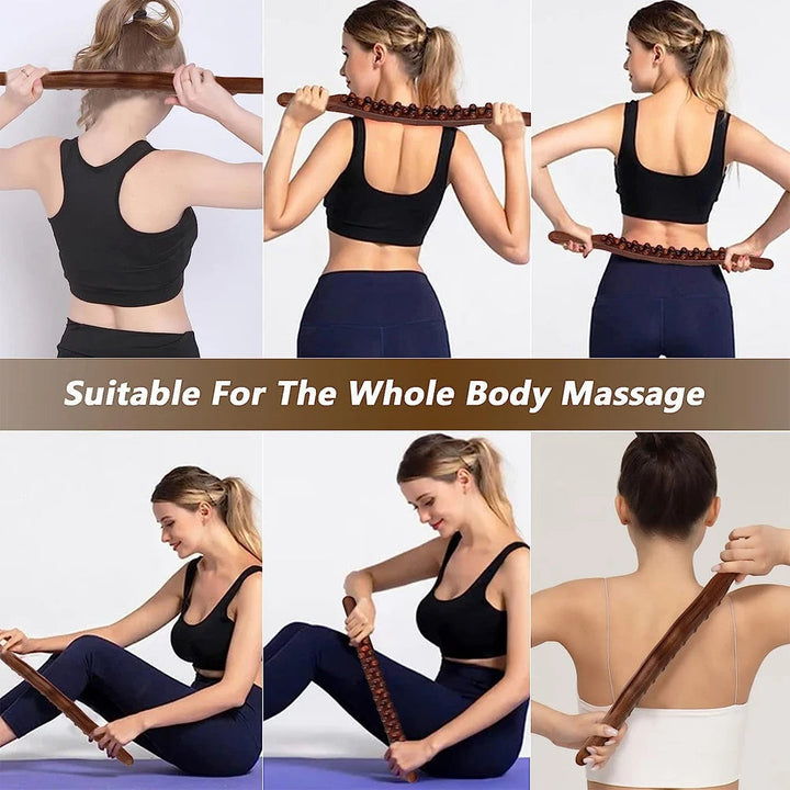 WoodRelax Gua Sha Massage Stick – 60 cm massage tool made of natural wood for deep muscle relaxation | Bowlift