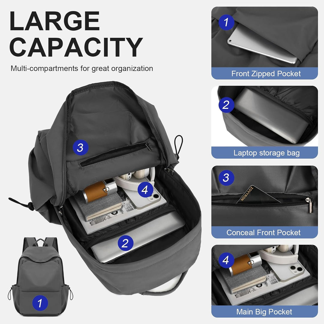 Lightweight Water-Resistant Laptop & Travel Backpack with Organised Compartments | Bowlift
