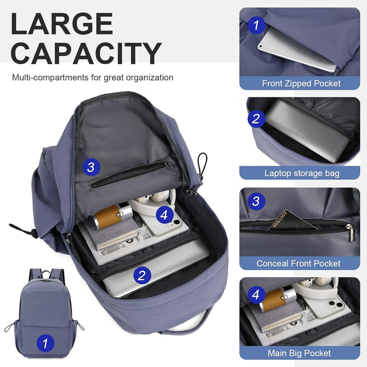 Lightweight Water-Resistant Laptop & Travel Backpack with Organised Compartments | Bowlift