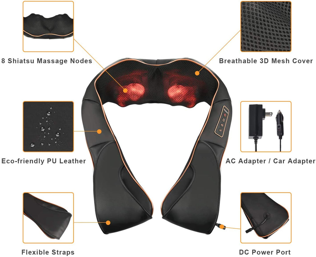 RelaxPro Massage Pillow – Shiatsu Heating Pillow for Neck, Shoulders and Back | Bowlift