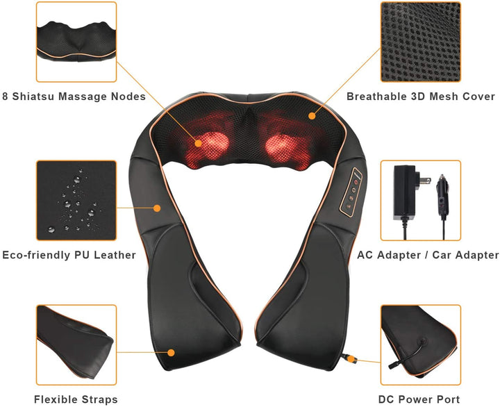 RelaxPro Massage Pillow – Shiatsu Heating Pillow for Neck, Shoulders and Back | Bowlift