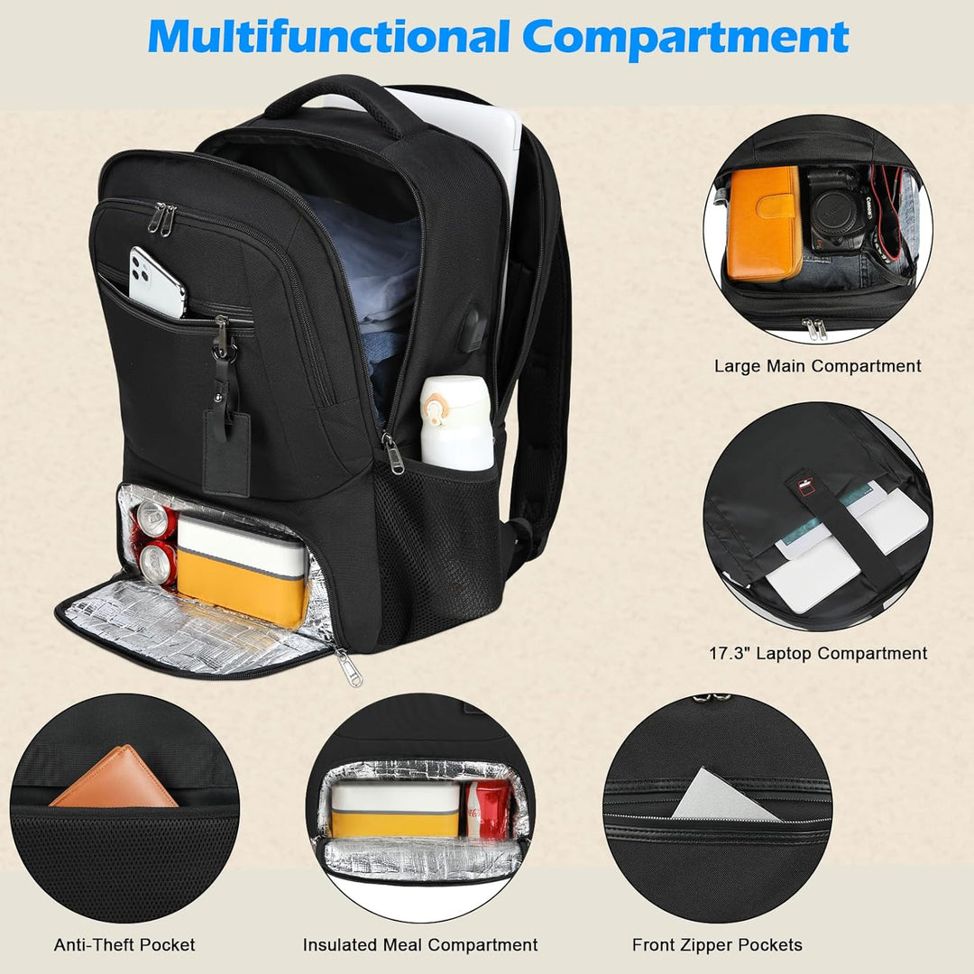 Waterproof Laptop & Lunch Backpack with USB Port – Multi-Compartment Travel Bag | Bowlift