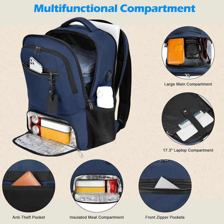 Waterproof Laptop & Lunch Backpack with USB Port – Multi-Compartment Travel Bag | Bowlift