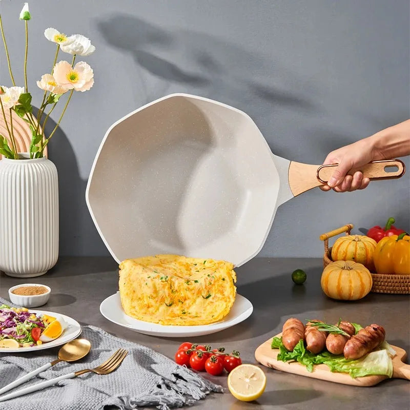 Non Stick Octagonal Wok Frying Pan with Lid Skillet Cook Pot | Bowlift