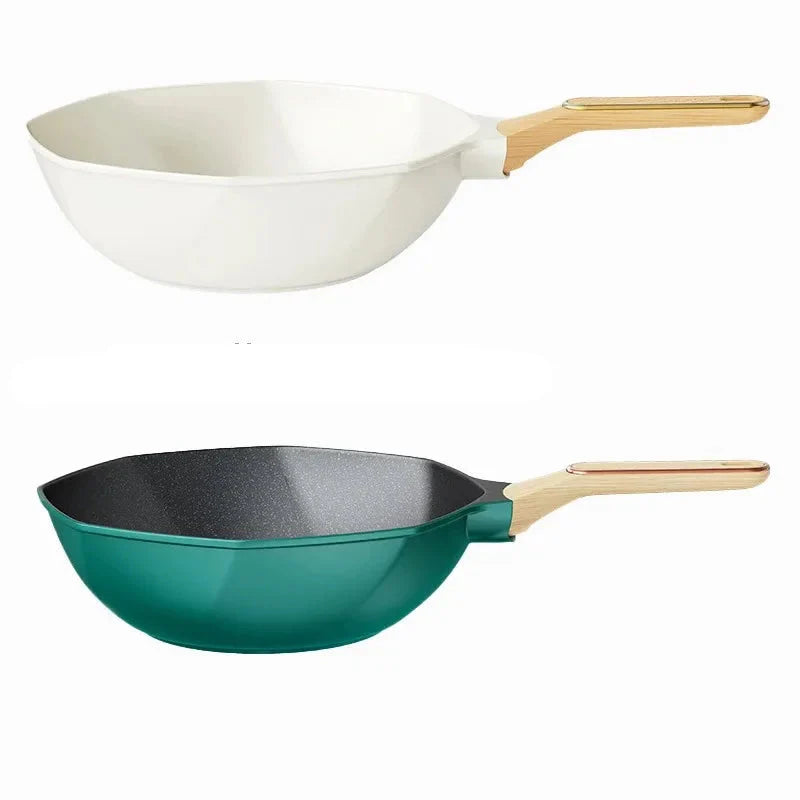 Non Stick Octagonal Wok Frying Pan with Lid Skillet Cook Pot | Bowlift