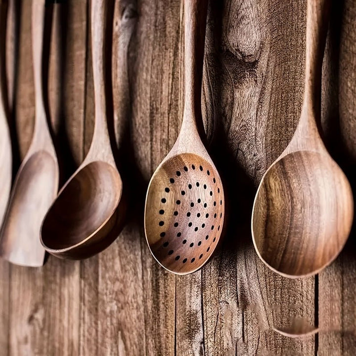 BowLift | FJORDFLAME SET – Sustainable 5-Piece Teak Wood Kitchen Utensil Set