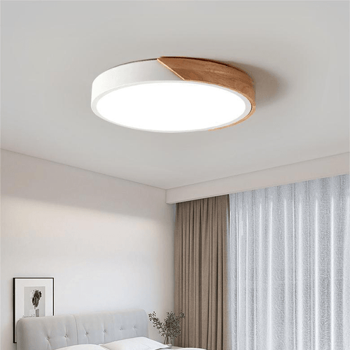 BowLift | Nordic Wood LED Ceiling Light – Macaron Design, 23–30cm