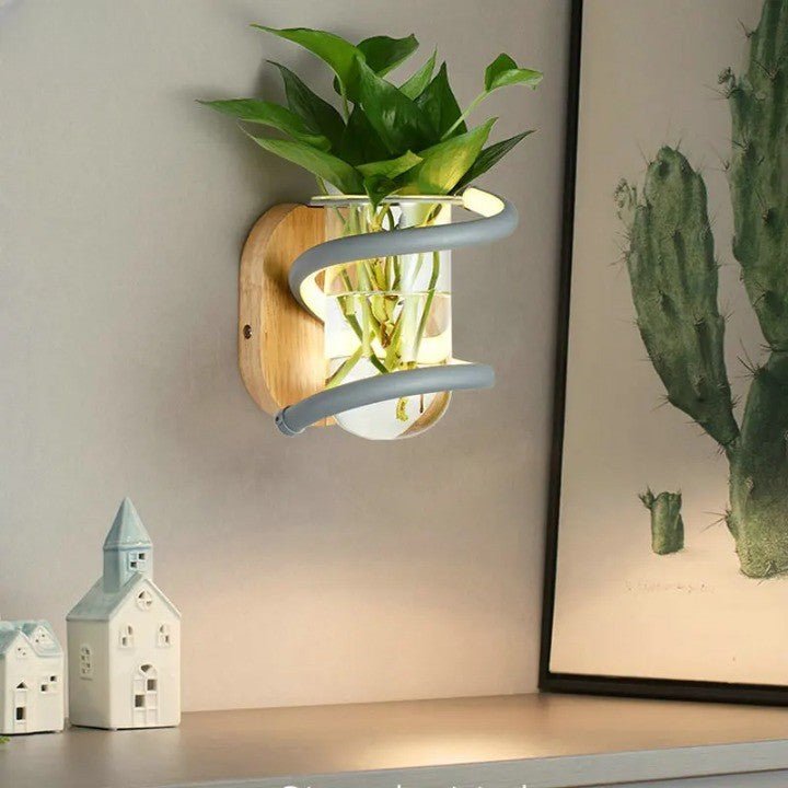 BowLift | NORDLUME – Nordic Wooden Outdoor Wall Vase Lamp with LED Lighting