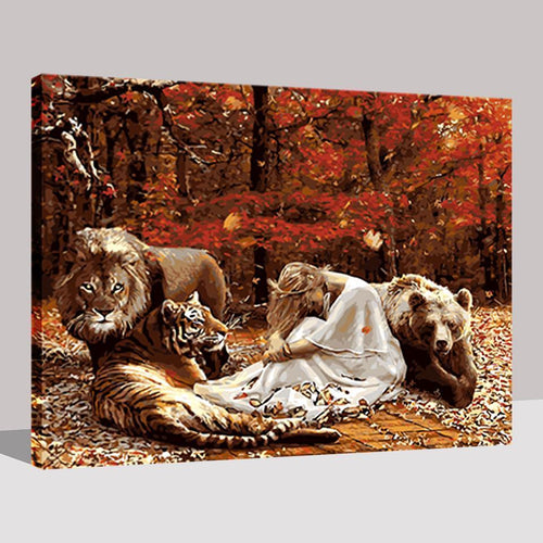 Lions, and Tigers, and Bears, Oh My! - Van-Go Paint-By-Number Kit | Bowlift