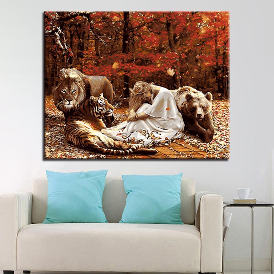 Lions, and Tigers, and Bears, Oh My! - Van-Go Paint-By-Number Kit | Bowlift
