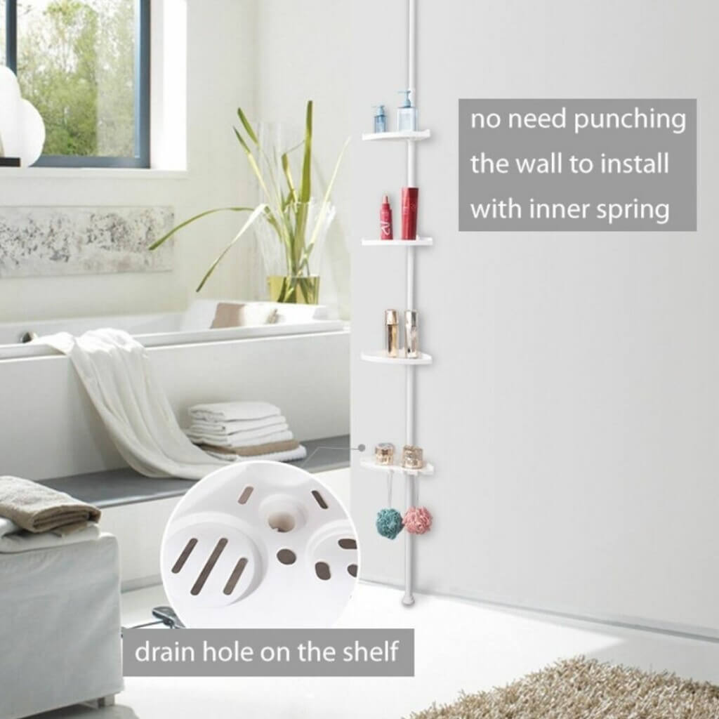 BowLift | Organiva Premium Shower Storage Tower | Extendable bathroom shelf with waterproof design