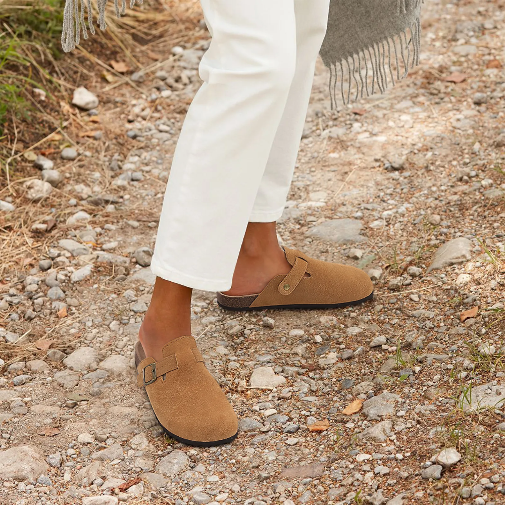 BowLift | Men's Slippers FootRest with Fleece and Cork Sole