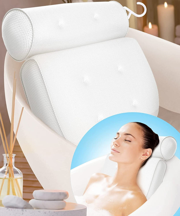 Orthopedic Bathtub Pillow - Breathable Bathtub Headrest Pillow made of 3D Mesh Fabric with Suction Cups Bowlift