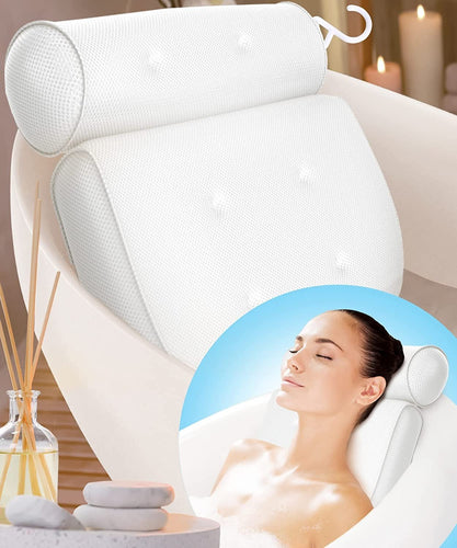 BowLift | Orthopedic Bathtub Pillow - Breathable Bathtub Headrest Pillow made of 3D Mesh Fabric with Suction Cups