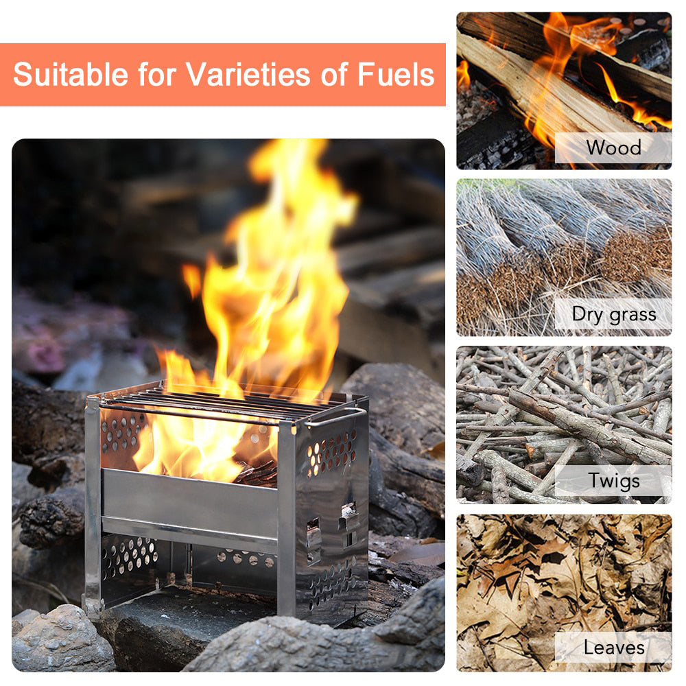 Outdoor Camping Wood Stove Barbecue Grill Portable Wood Burning Stove | Bowlift