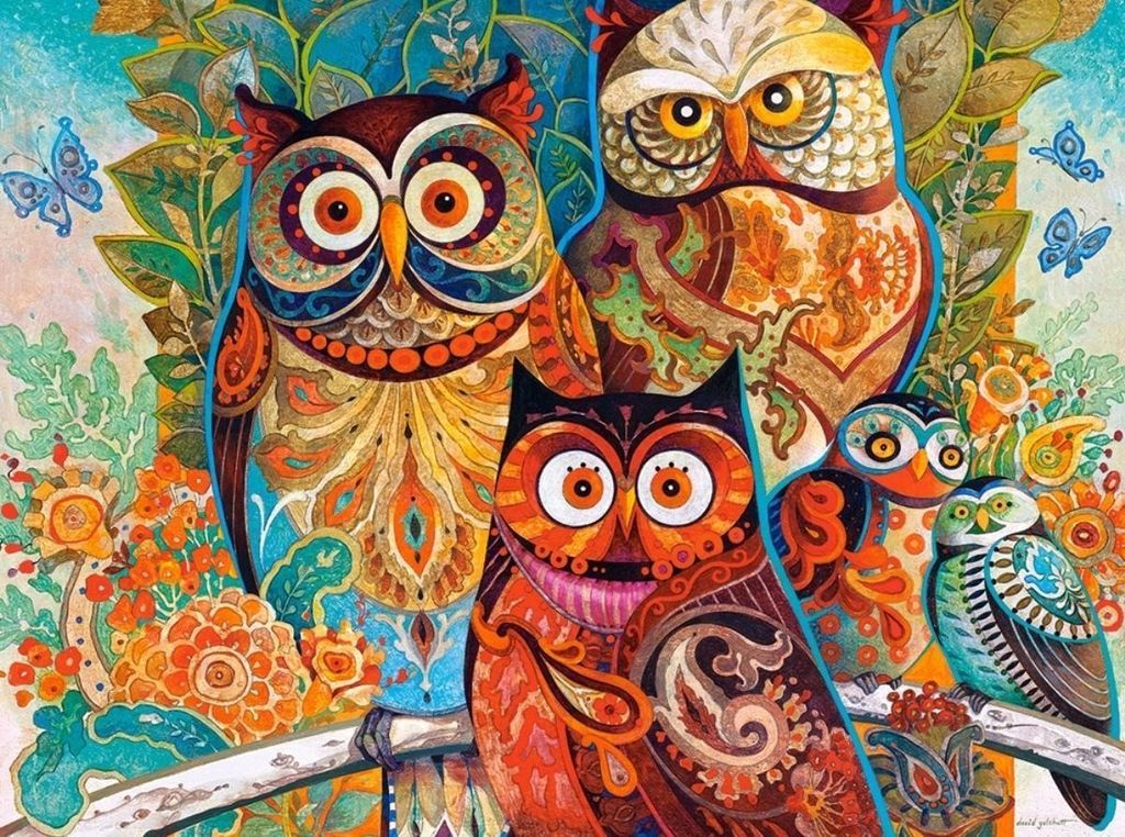 Abstract Owls - Van-Go Paint-By-Number Kit | Bowlift