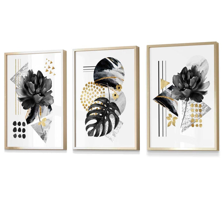 Abstract Black and Gold Botanical Wall Art Prints / Framed | Bowlift