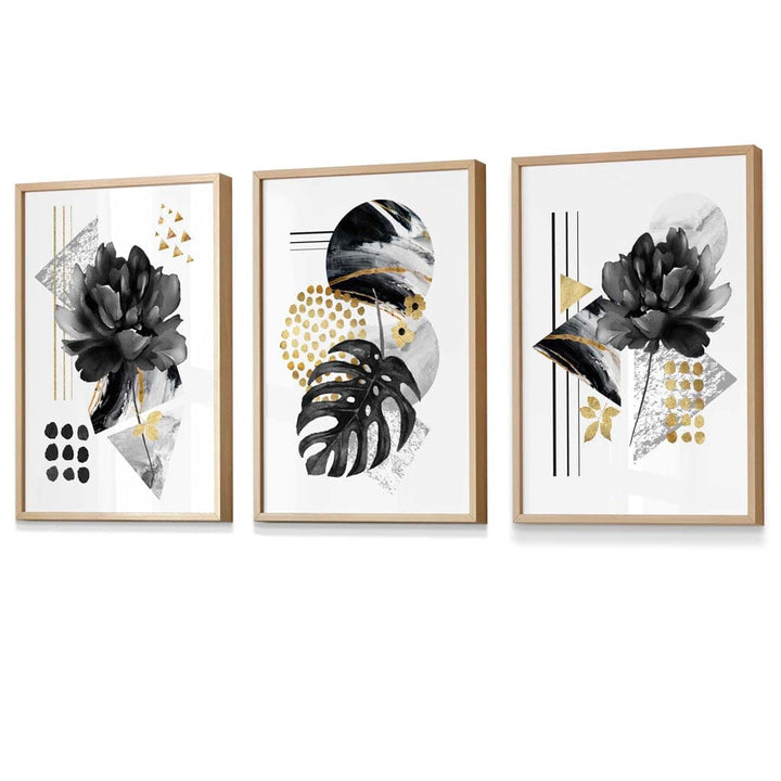 Abstract Black and Gold Botanical Wall Art Prints / Framed | Bowlift